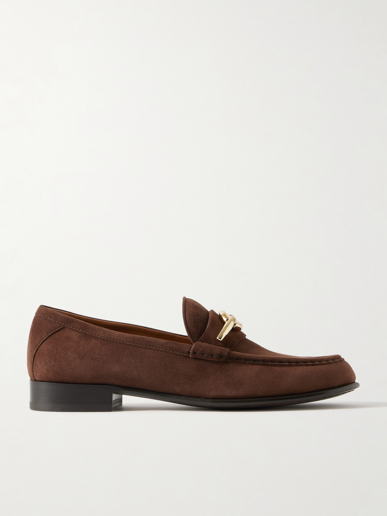 Valentino Garavani Vlogo Gate Embellished Suede Loafers In Brown