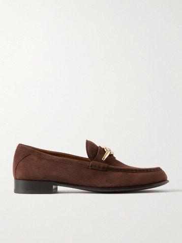 Valentino Garavani VLOGO Gate embellished suede loafers