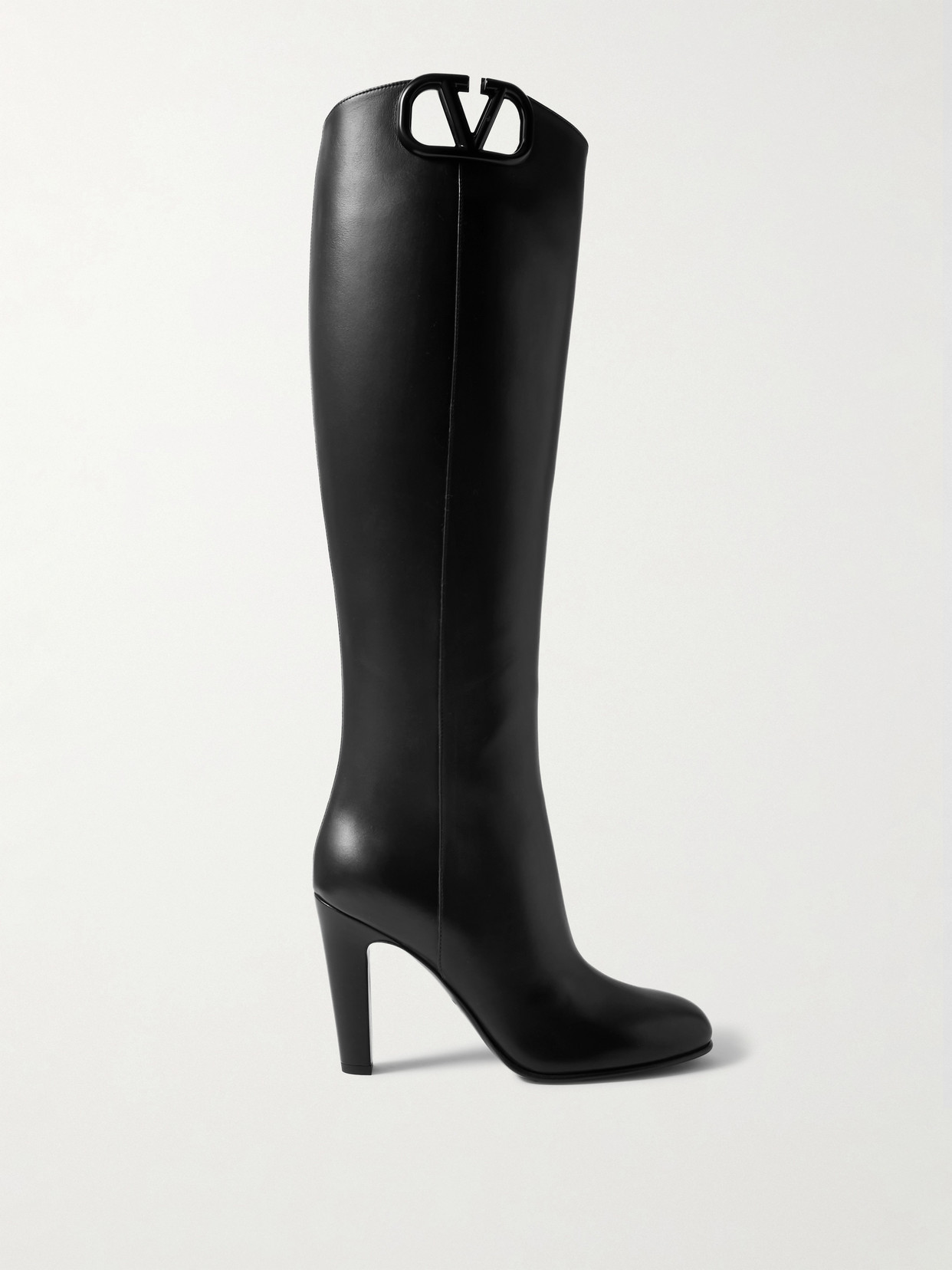 Valentino Garavani Vlogo 100 Leather Knee Boots In Black