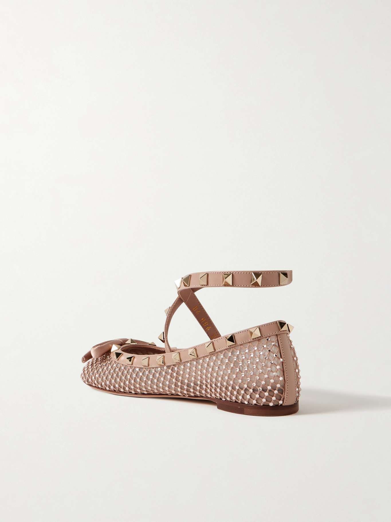 VALENTINO GARAVANI Rockstud leather and satin-trimmed crystal ...