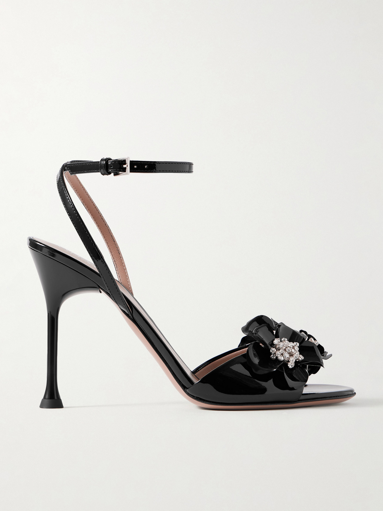 Valentino Garavani - 100 Patent-leather And Crystal-embellished Pvc Sandals - Black