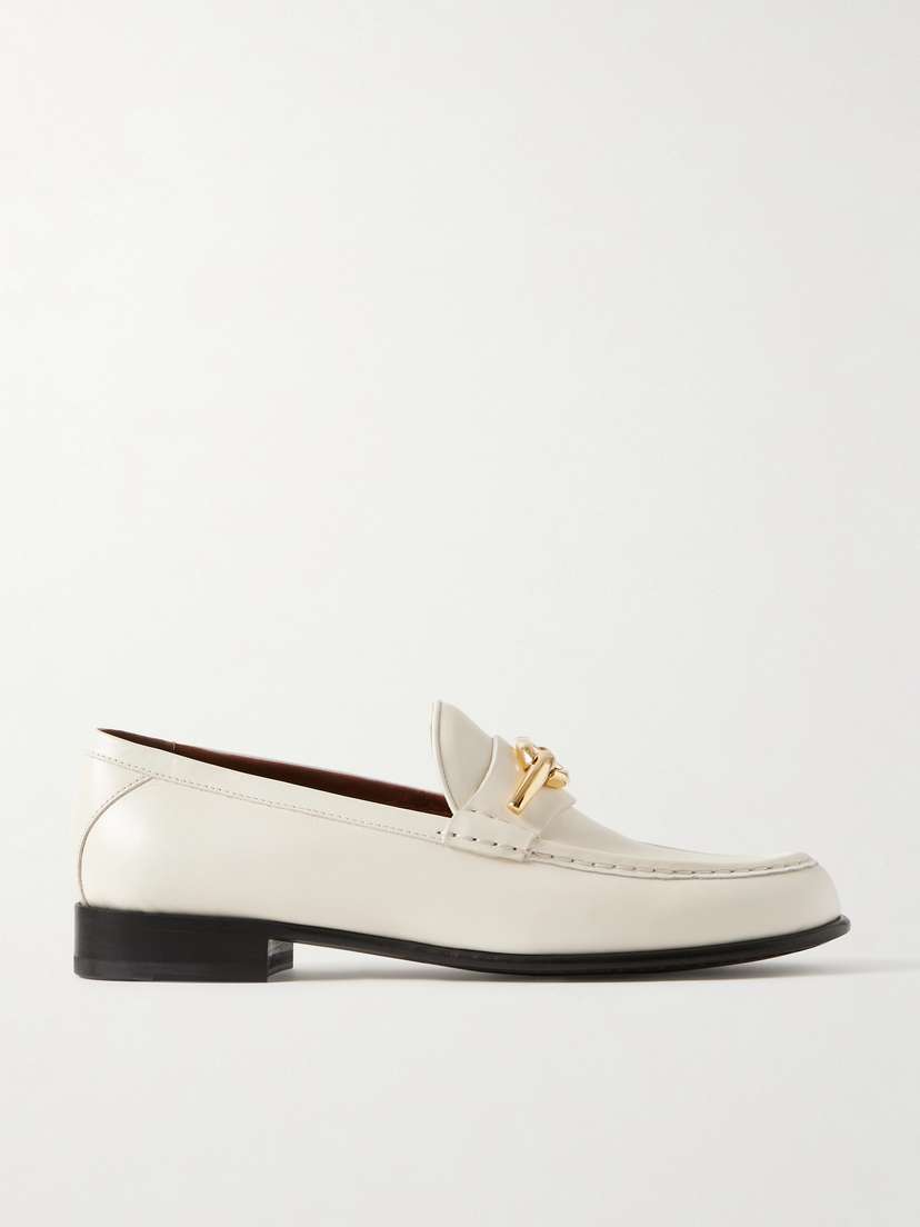 Valentino Garavani Vlogo Gate Embellished Leather Loafers