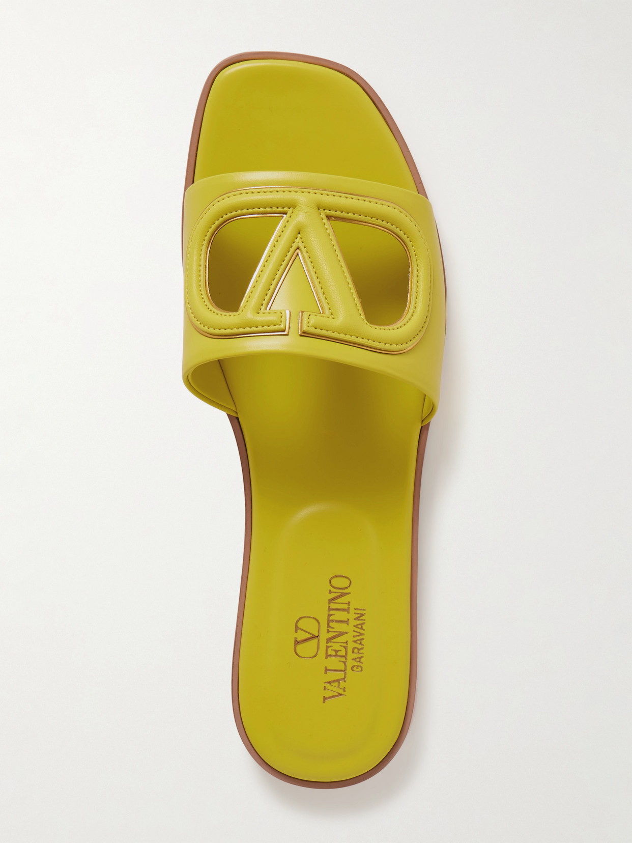 Valentino Garavani - Vlogo Cutout Leather Slides - Yellow