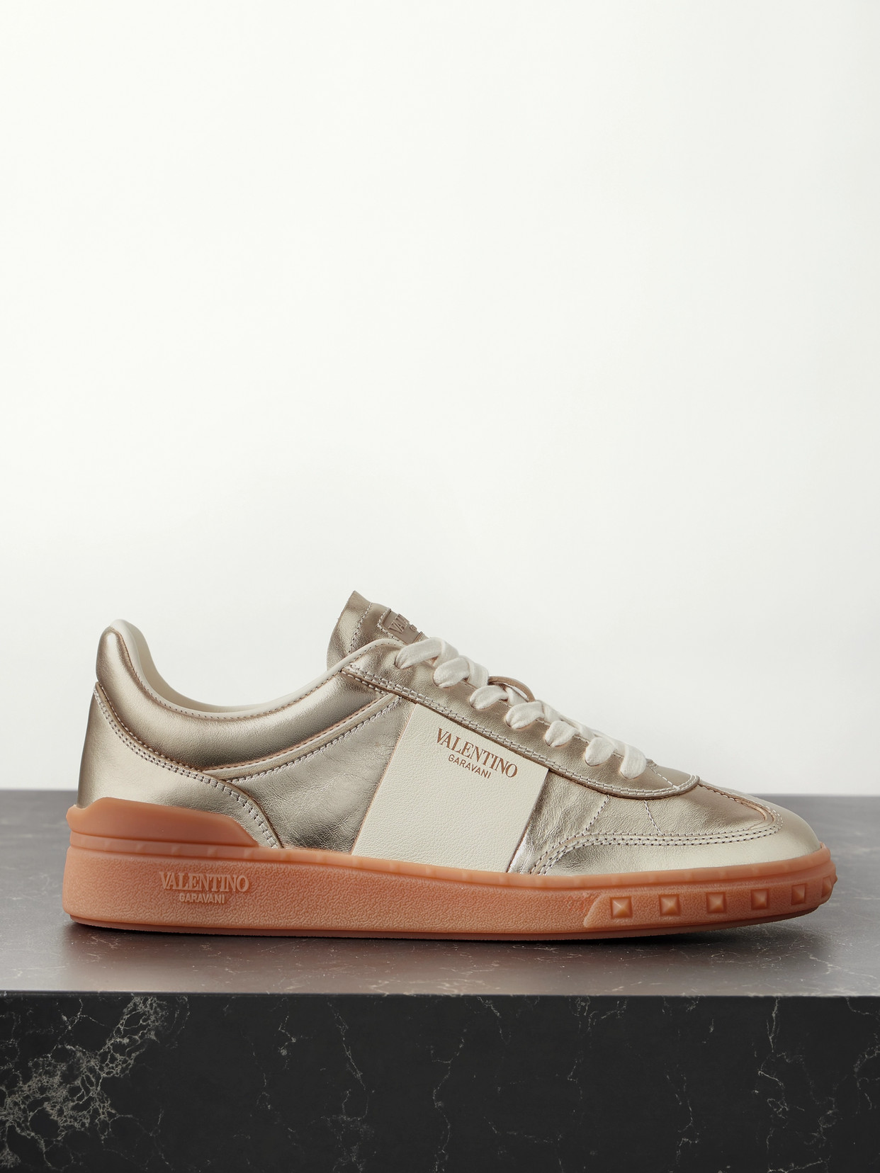 Valentino Garavani - Upvillage Two-tone Metallic Leather Sneakers - Silver