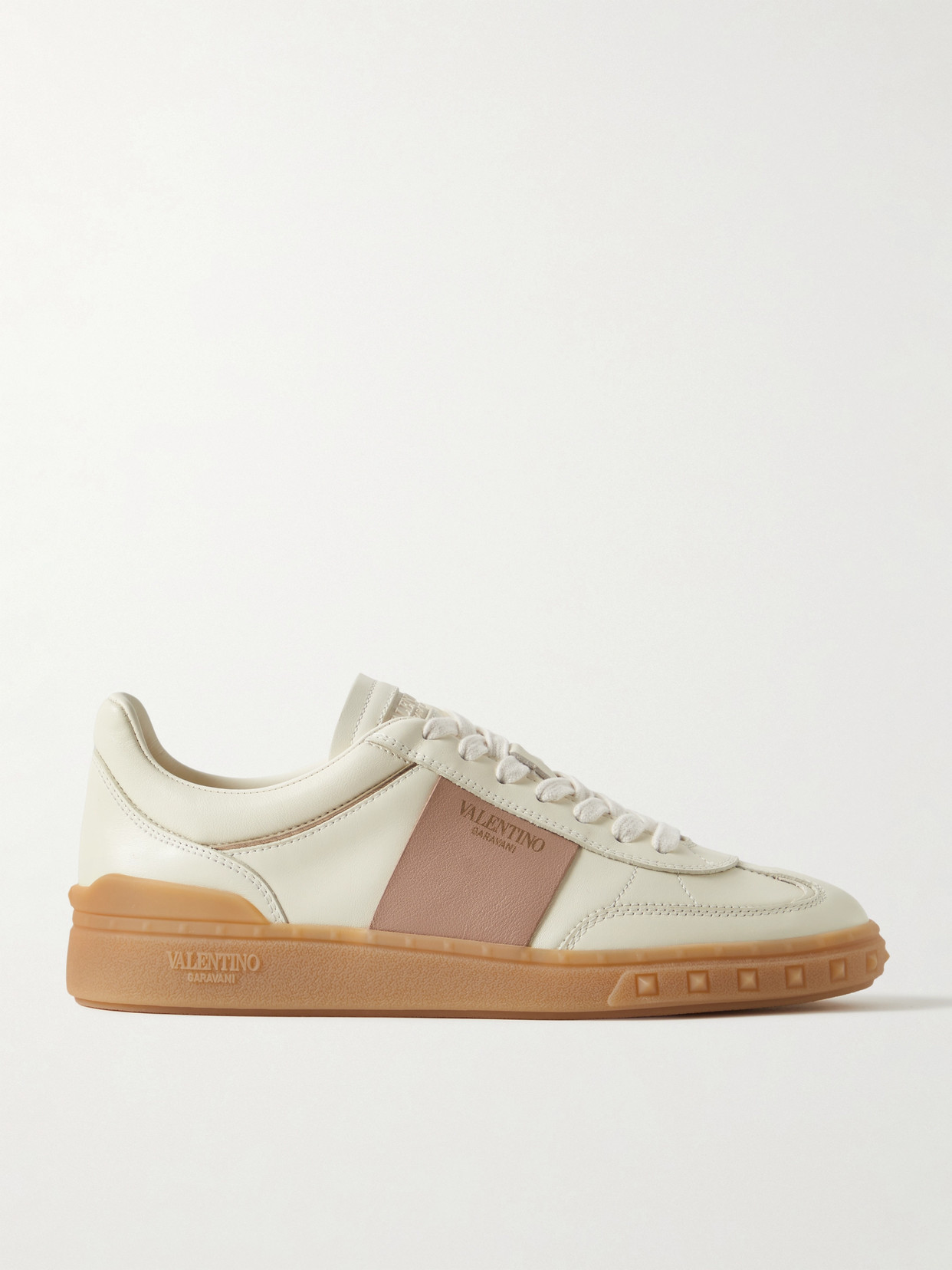 Valentino Garavani Two-tone Leather Trainers In White