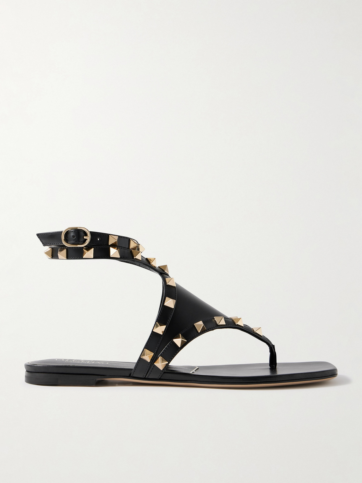 Valentino Garavani Rockstud Leather Sandals In Black