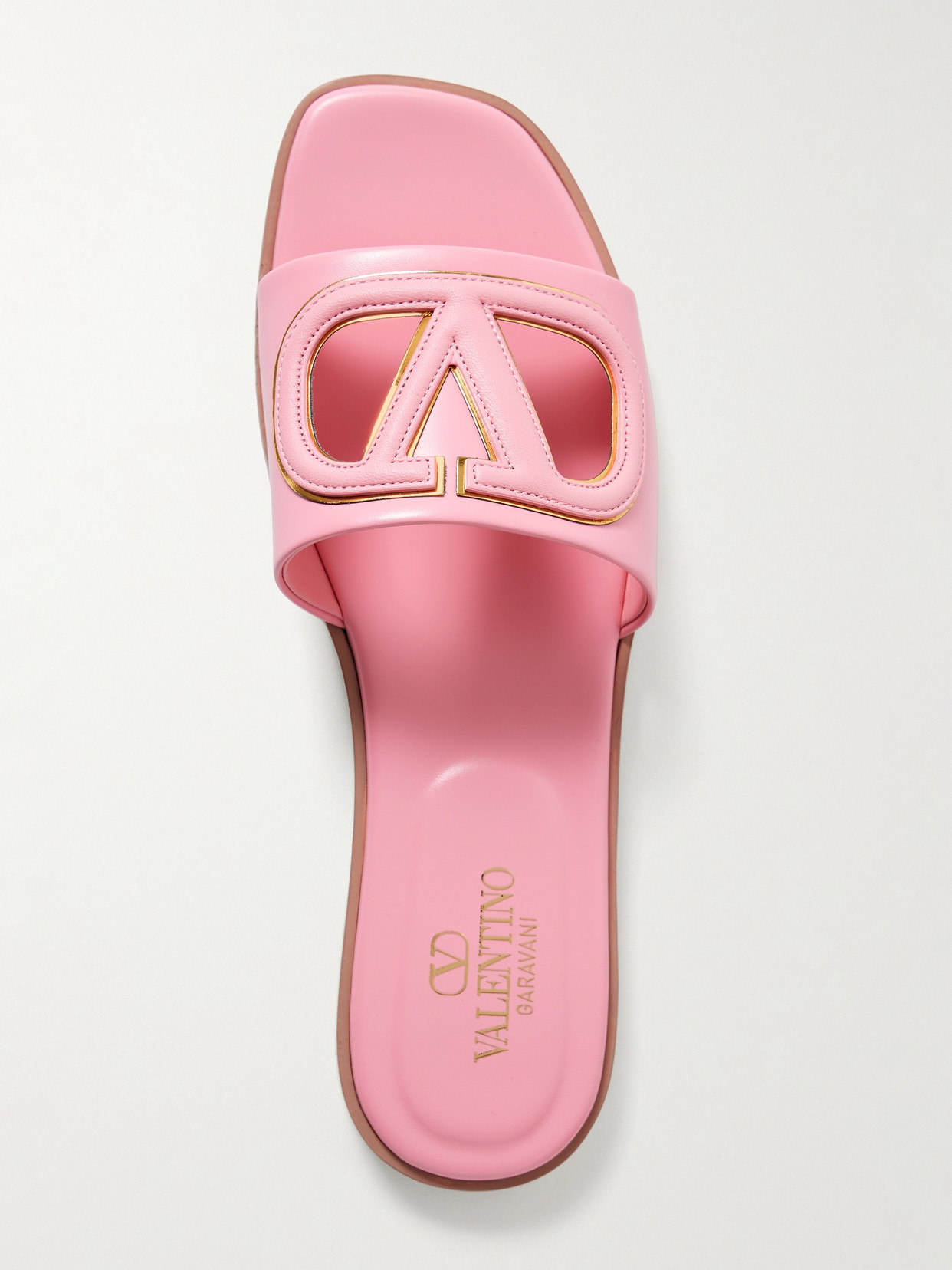 Valentino Garavani Vlogo Cutout Leather Slides In Pink