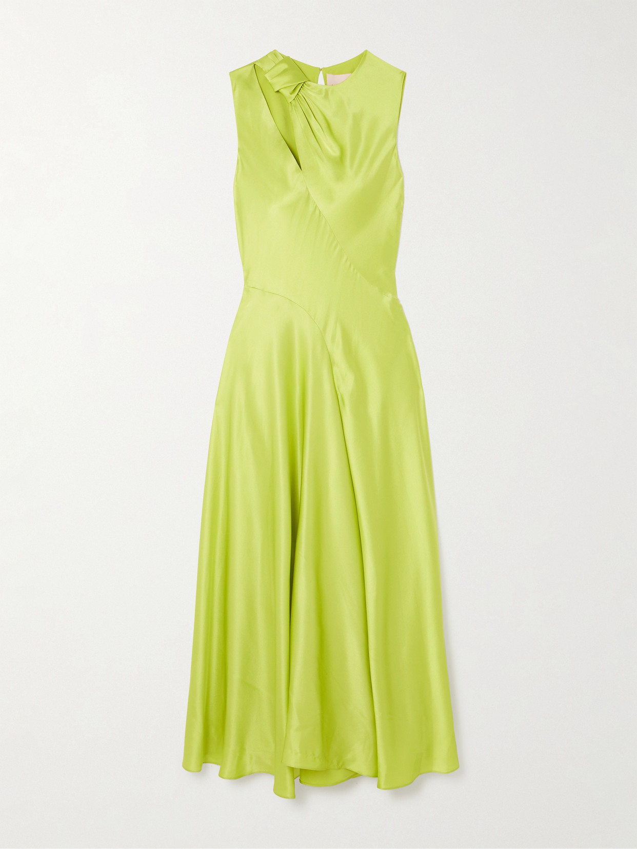 Roksanda Alma Asymmetric Knotted Silk-satin Maxi Dress In Yellow