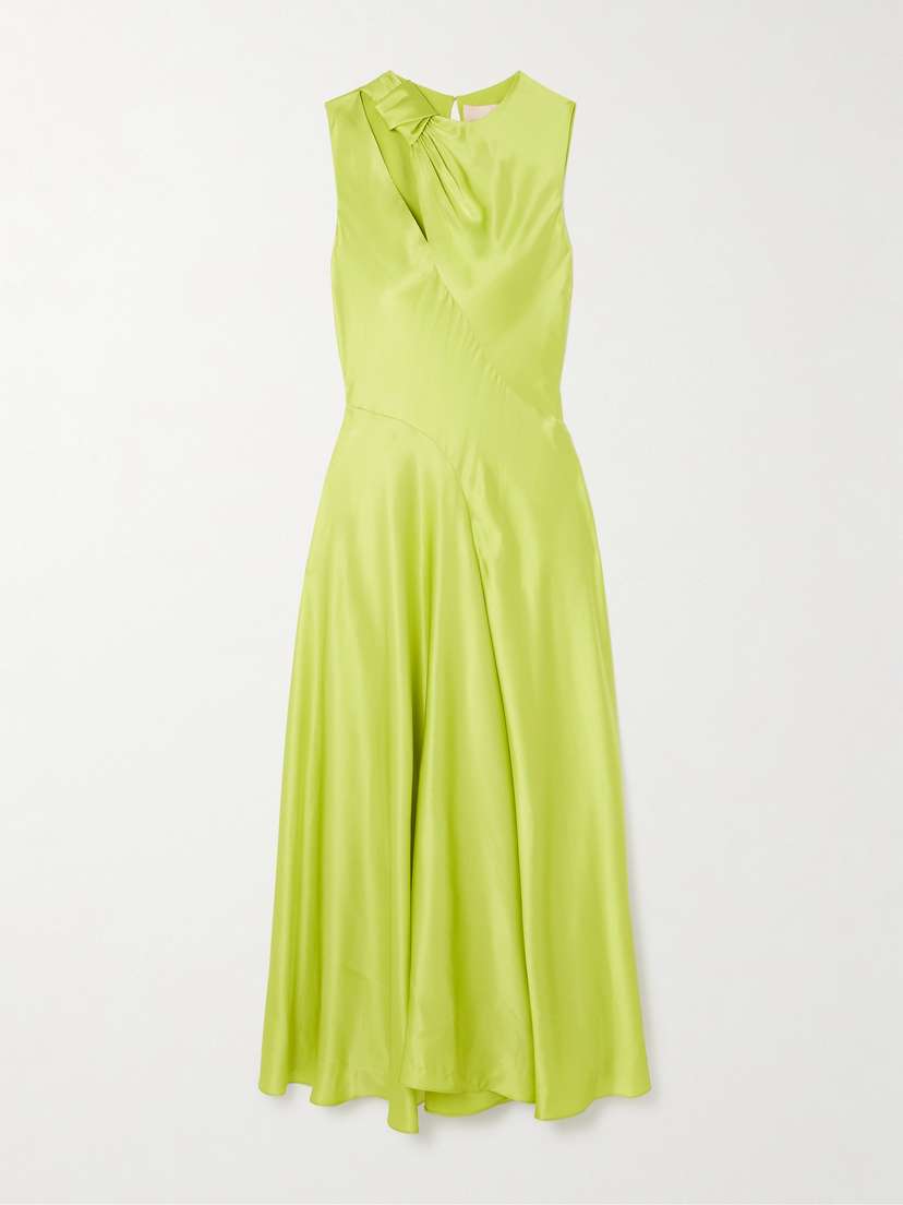 Roksanda Alma Asymmetric Knotted Silk-satin Maxi Dress - UK 18