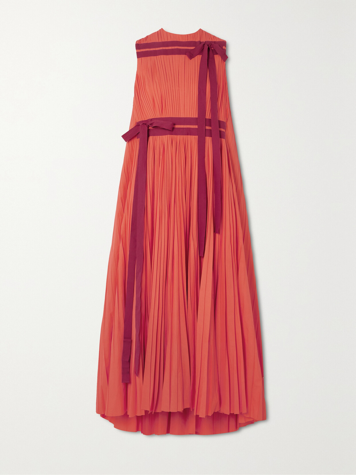 Roksanda - Calista Cape-effect Asymmetric Grosgrain-trimmed Pleated Poplin Maxi Dress - Orange