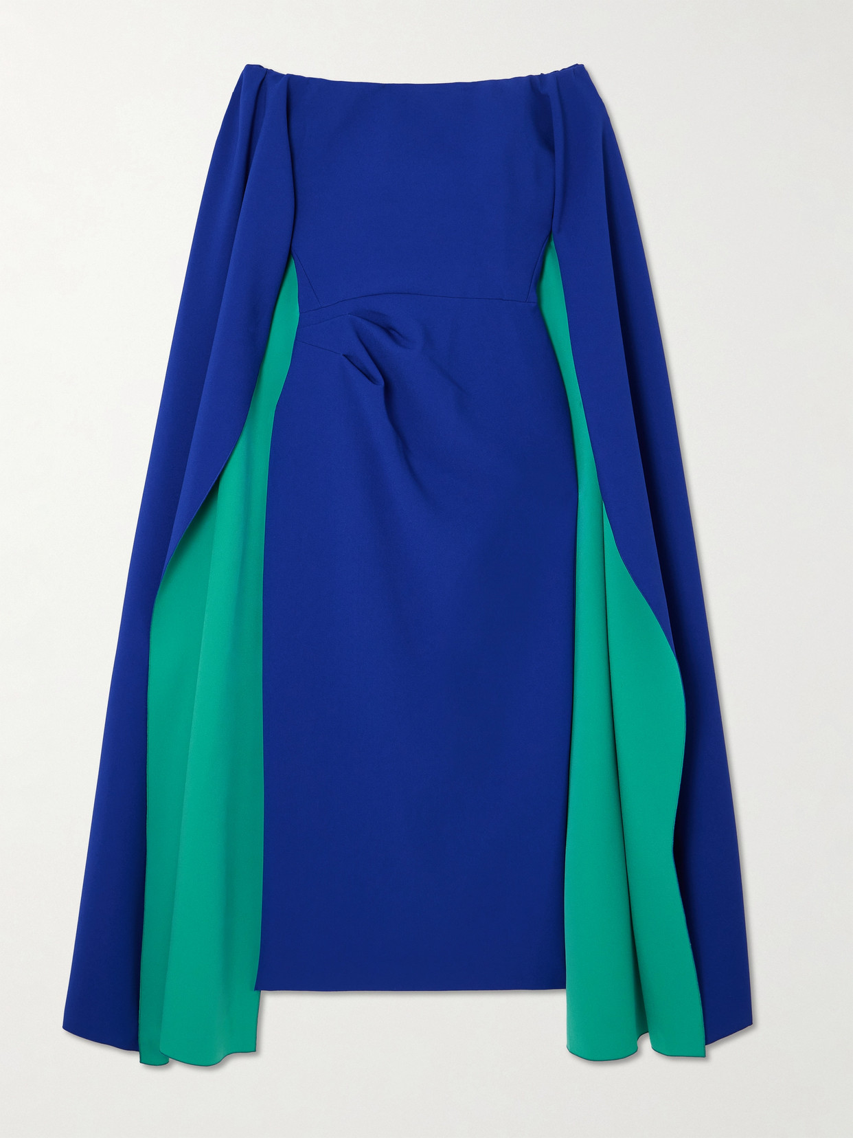 Roksanda Guiomar Cape-effect Off-the-shoulder Crepe Midi Dress In Blue