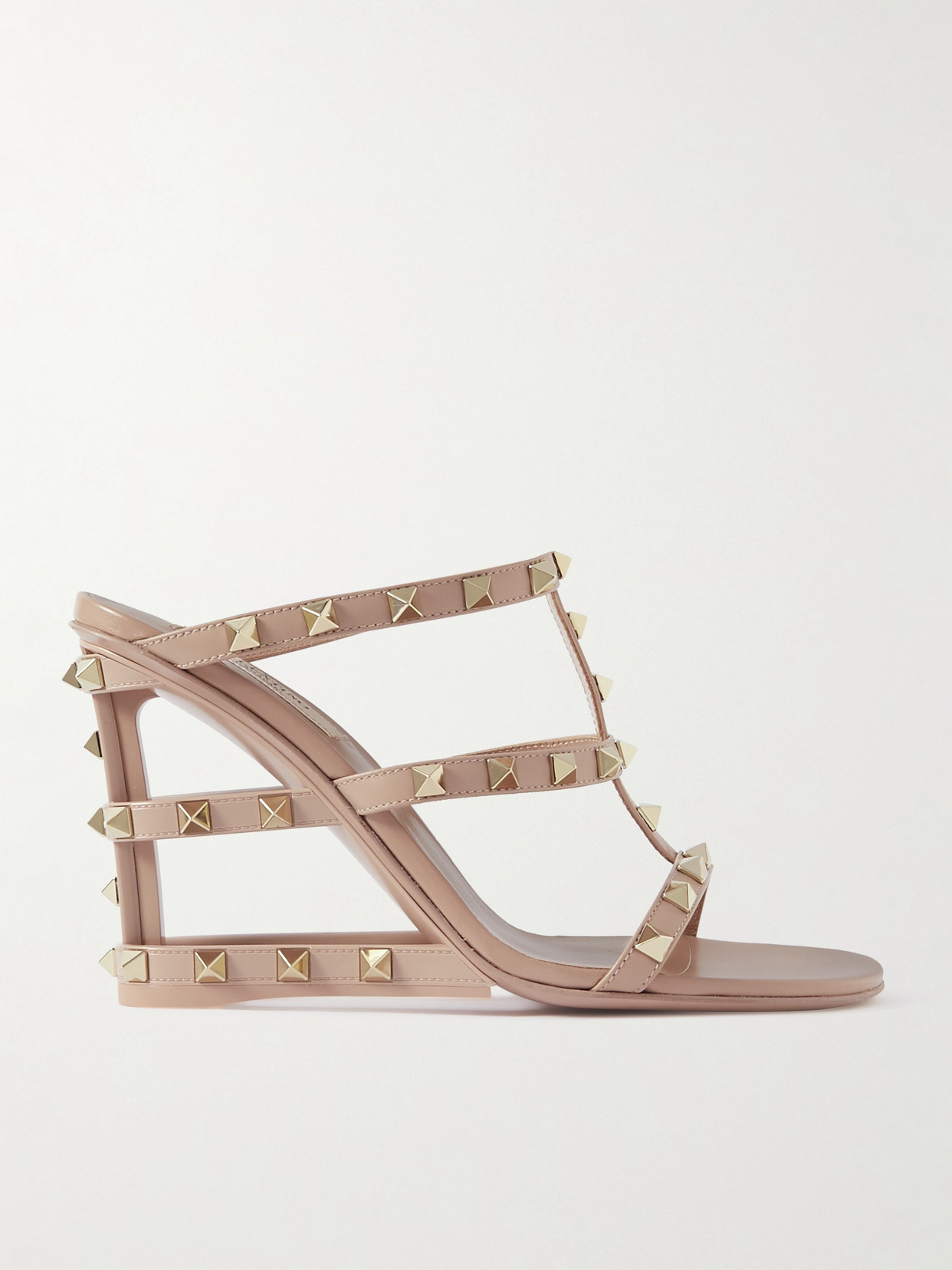 Valentino Garavani Rockstud 100 Cutout Leather Sandals In Pink