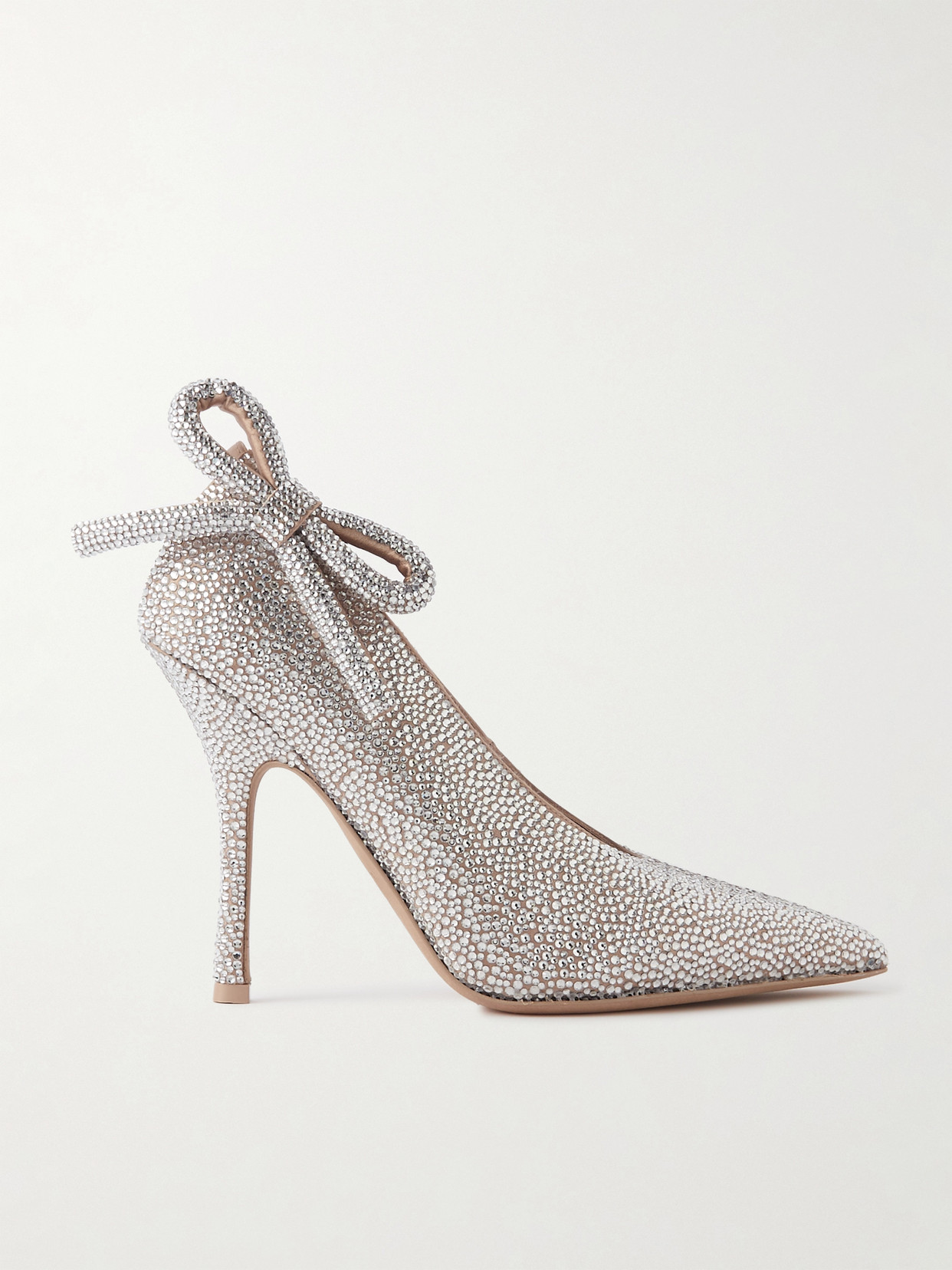 Valentino Garavani Crystal-embellished Satin Pumps In Pink