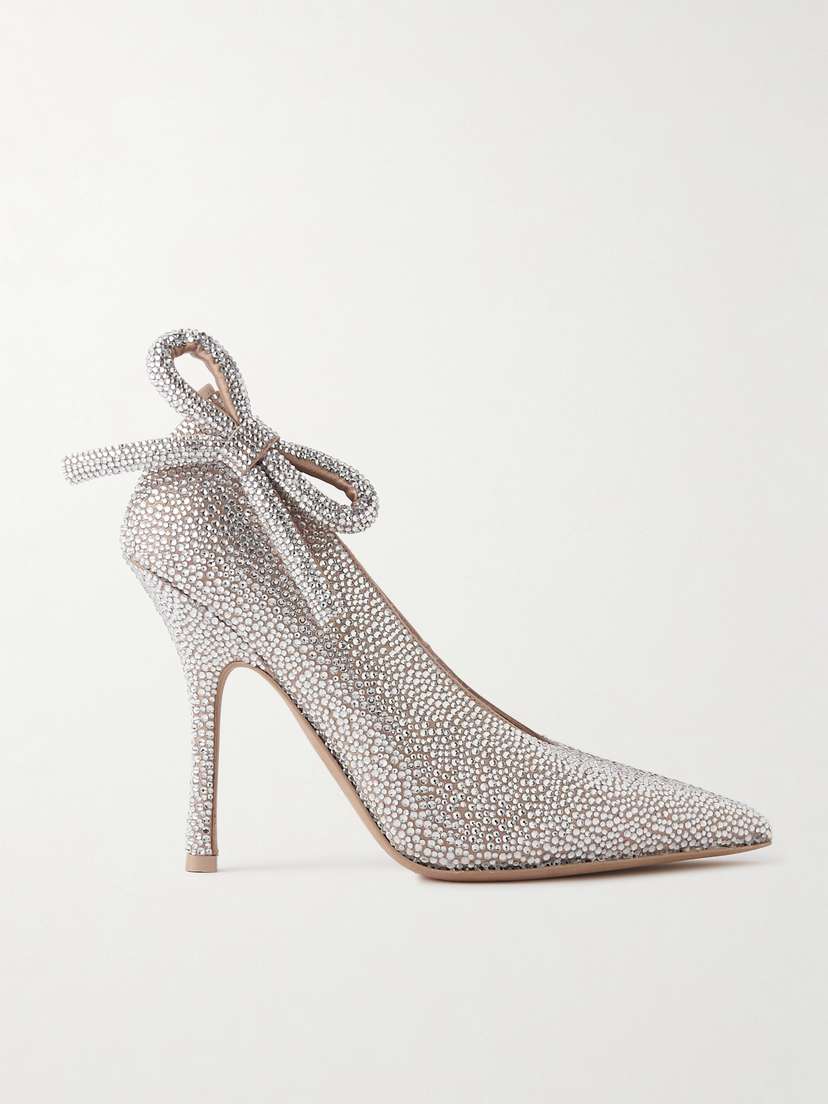 Valentino Garavani — Crystal-embellished satin pumps