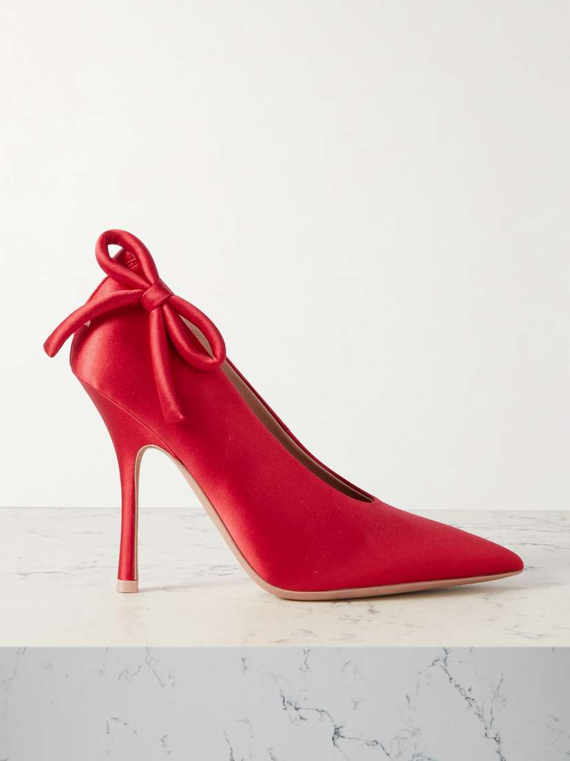 Valentino Garavani — Nite-Out 110 bow-detailed cutout satin pumps