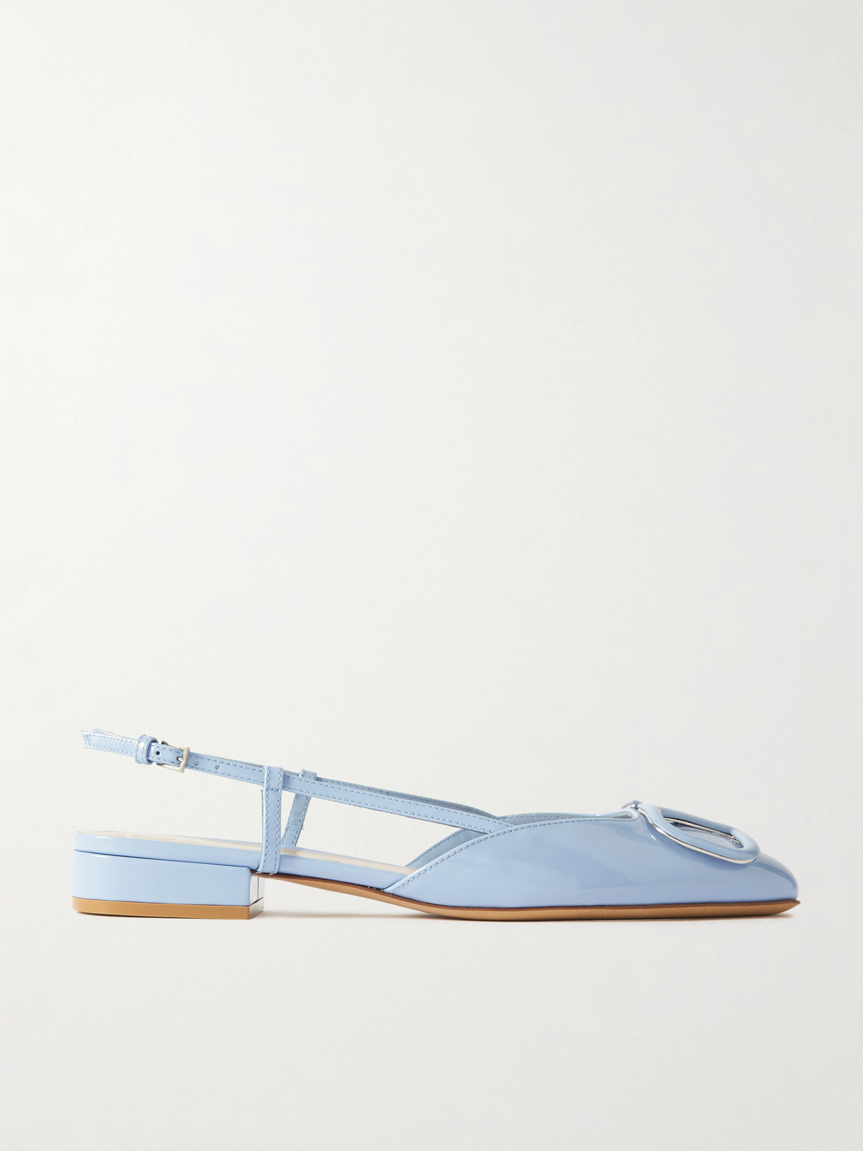 Valentino Garavani Vlogo 20 Patent-leather Slingback Flats In Blue