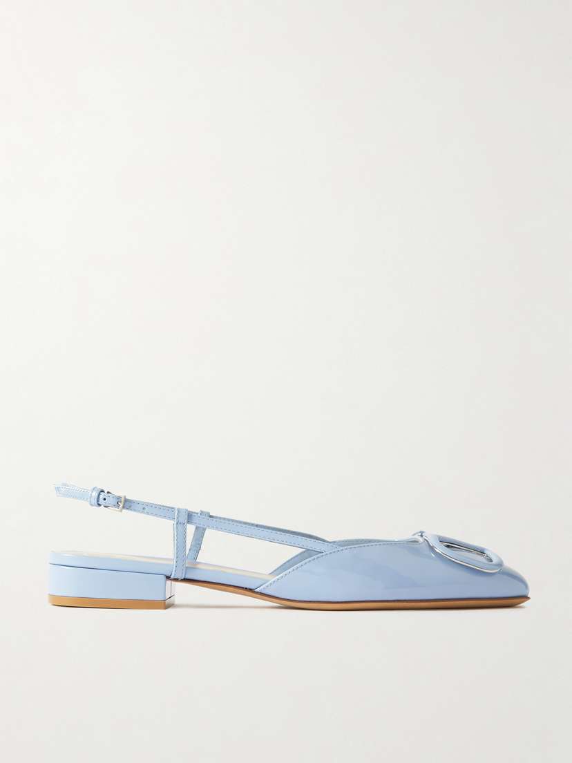 Valentino Garavani Vlogo 20 Patent-leather Slingback Flats