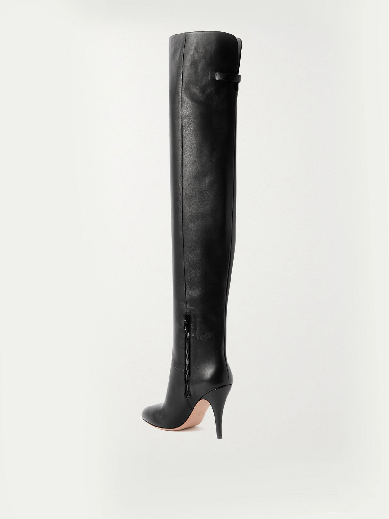 Valentino 105 Buckle-embellished Leather Over-the-knee Boots In Black