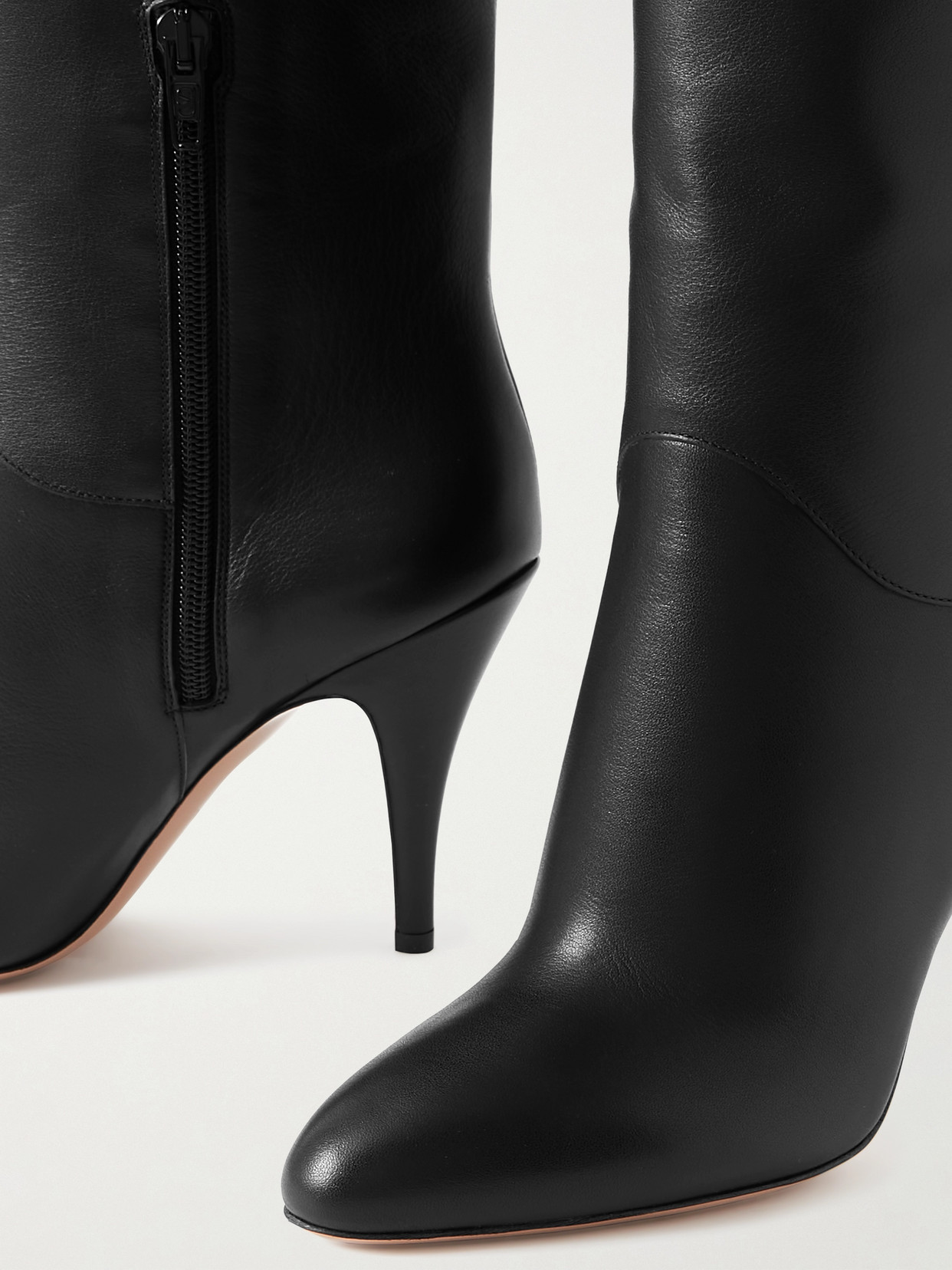 Valentino 105 Buckle-embellished Leather Over-the-knee Boots In Black