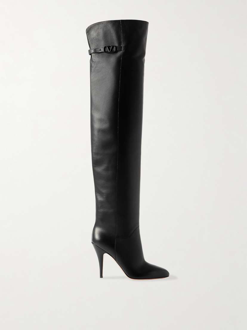 Valentino Garavani 105 Buckle-embellished Leather Over-the-knee Boots
