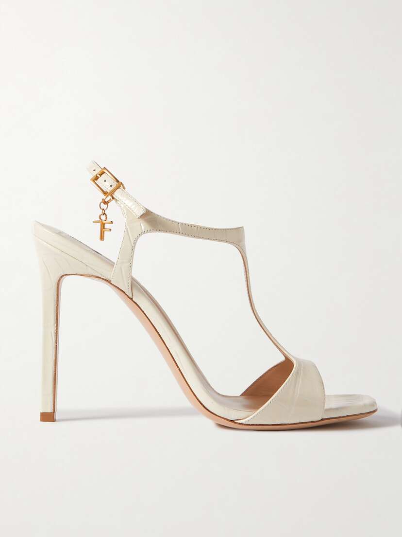 Tom Ford Angelina Logo-embellished Croc-effect Leather Sandals