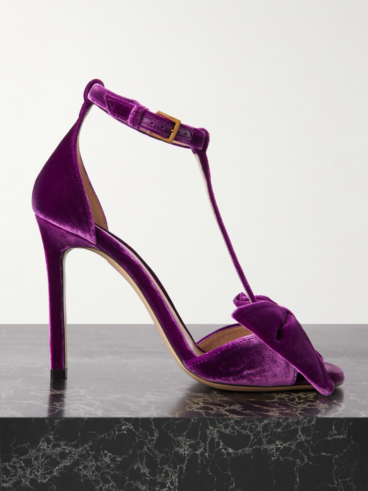 Tom Ford Brigitte Bow-embellished Velvet Sandals In Purple