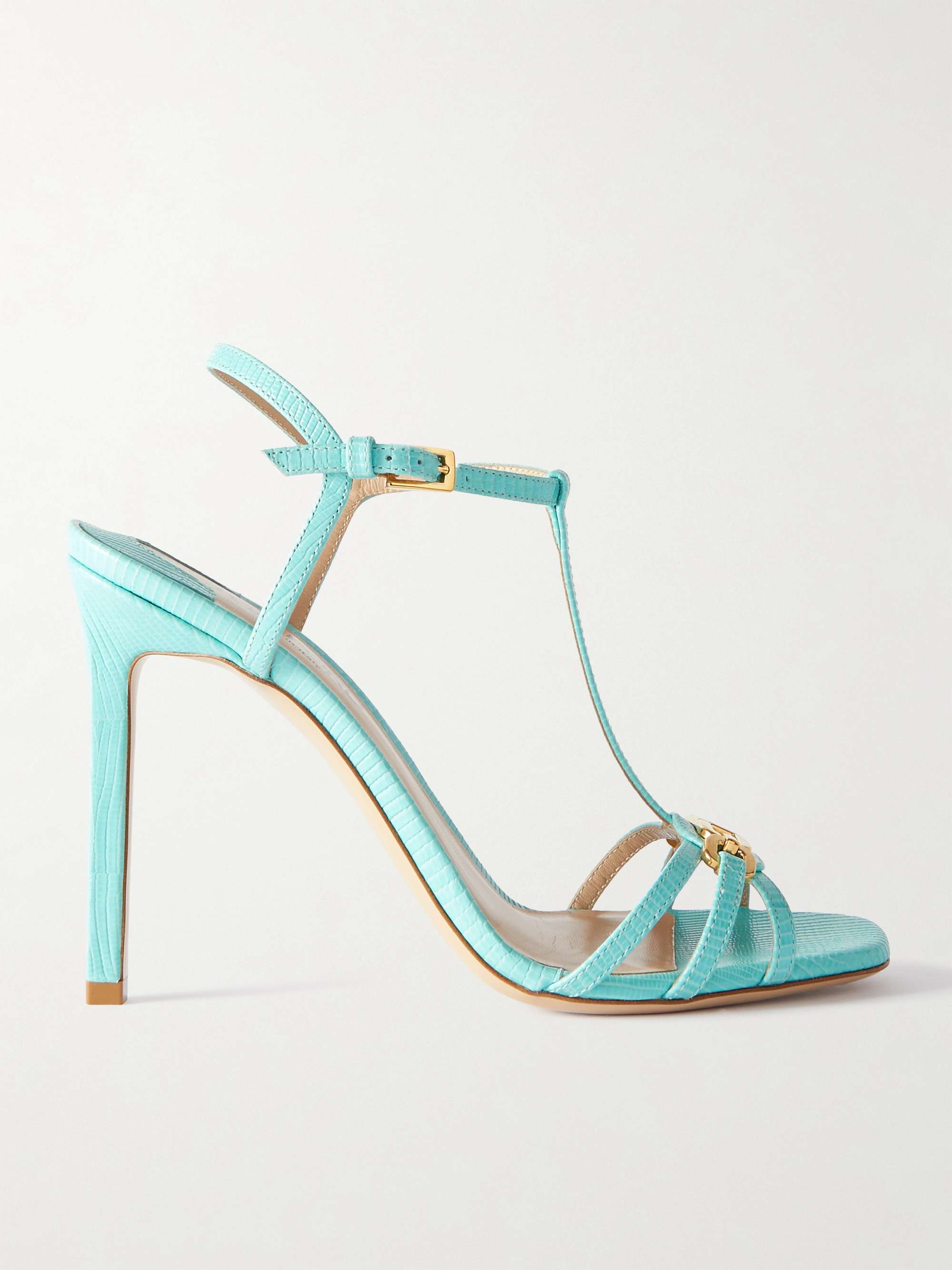 TOM FORD Whitney embellished lizard-effect leather sandals | NET-A-PORTER