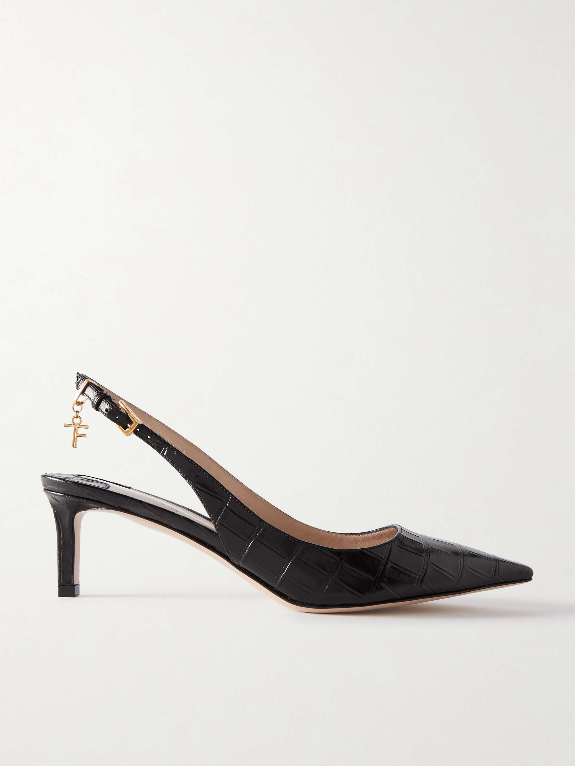 TOM FORD Angelina logo-embellished croc-effect leather slingback pumps ...