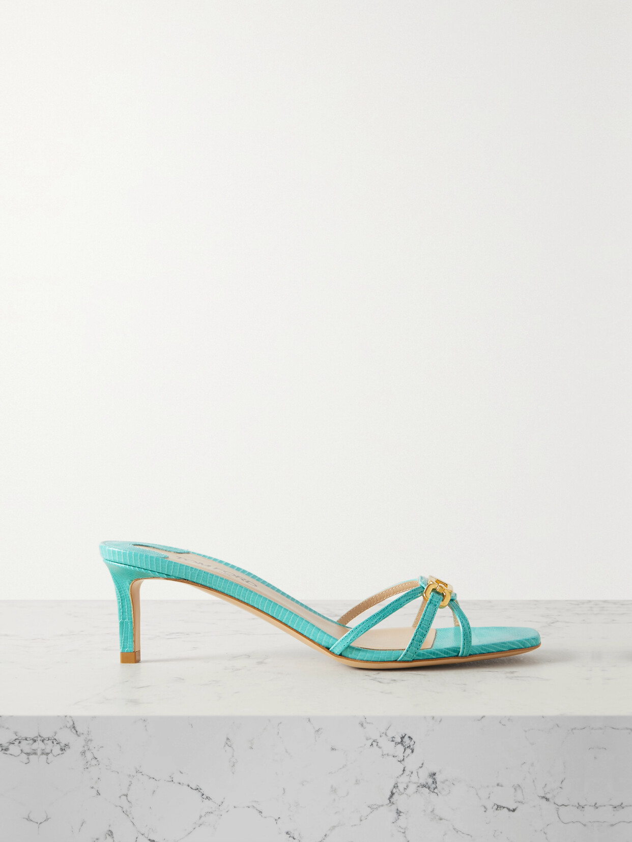 TOM FORD - Whitney Embellished Lizard-effect Leather Mules - Blue