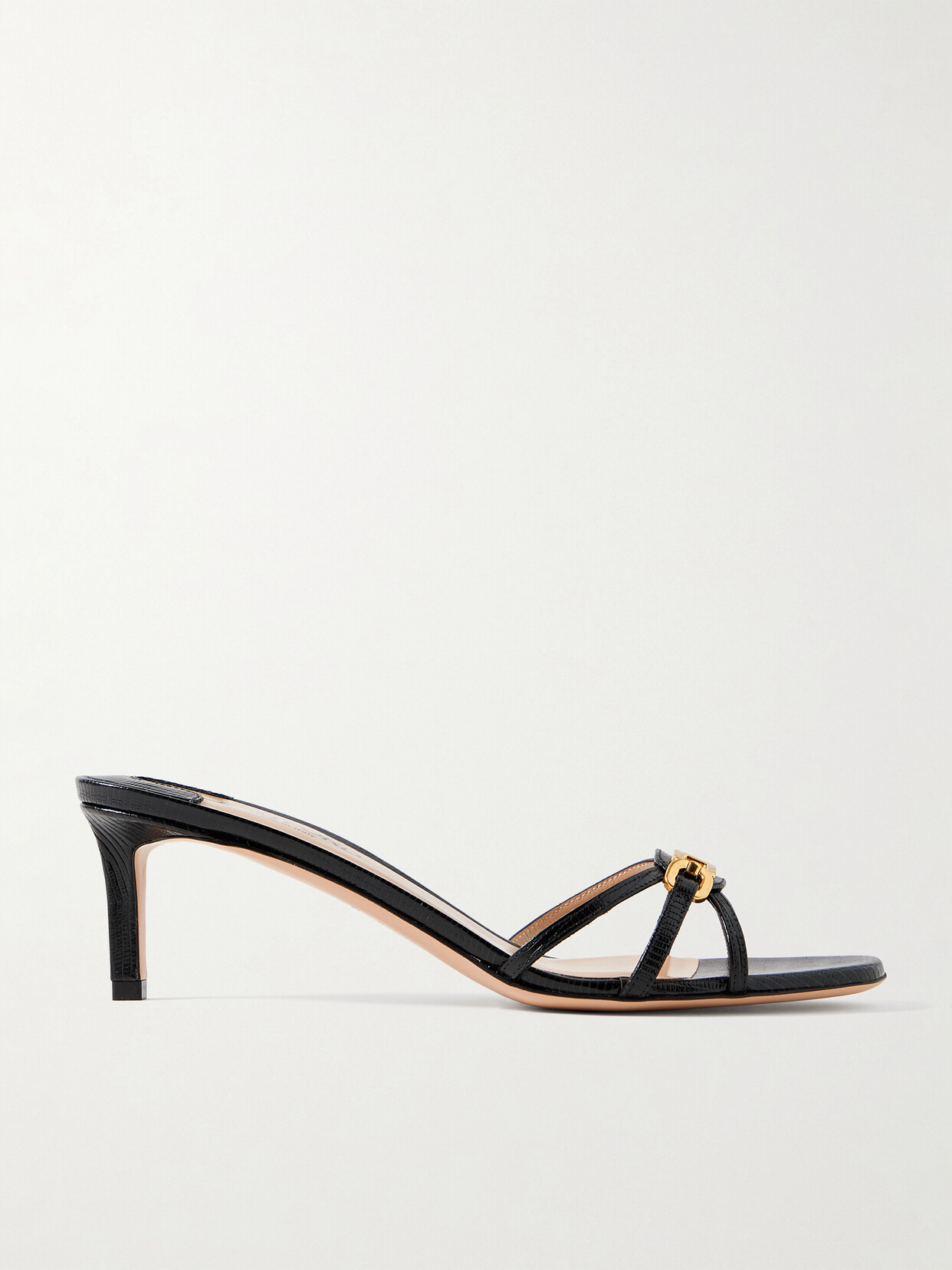 Shop Tom Ford Whitney Horsebit-embellished Lizard-effect Leather Mules In Black