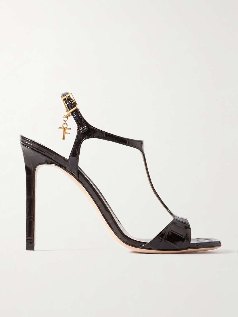 Tom Ford Angelina Logo-embellished Croc-effect Leather Sandals