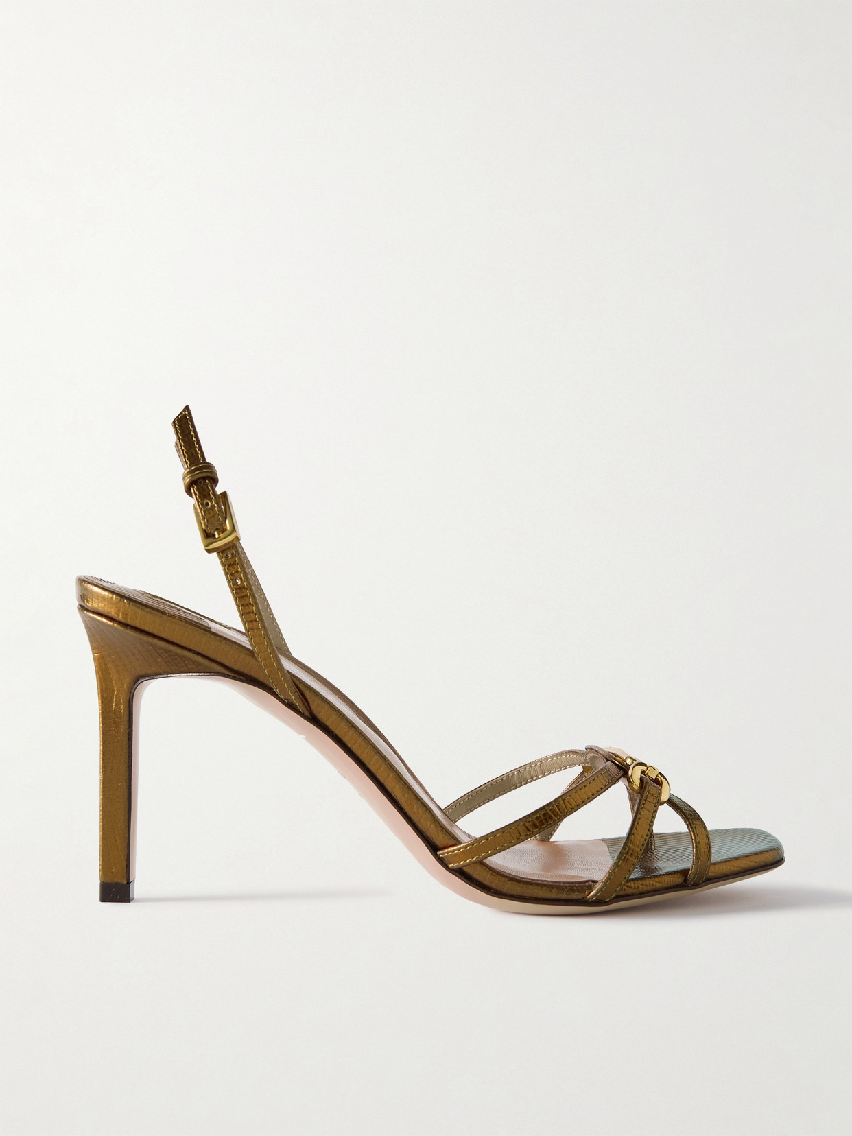 TOM FORD - Whitney Embellished Lizard-effect Leather Sandals - Metallic