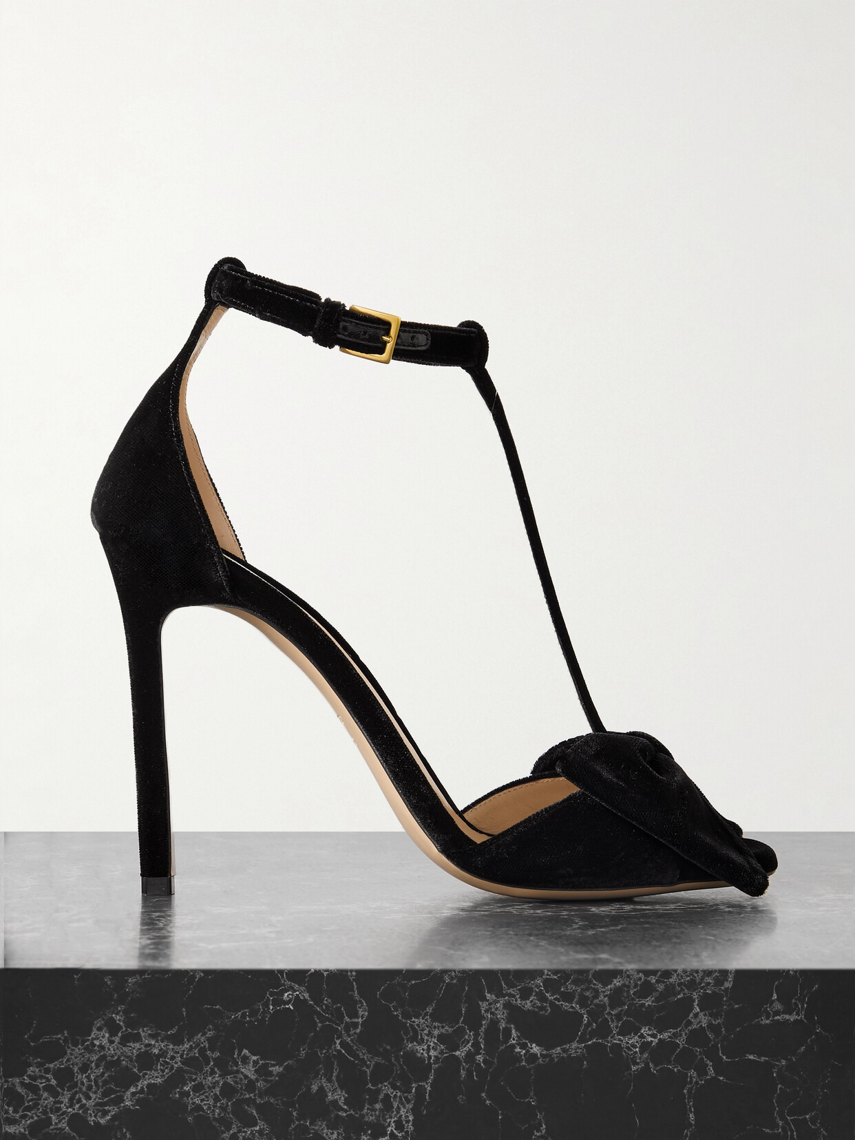 Shop Tom Ford Brigitte Bow-embellished Velvet Sandals In Black