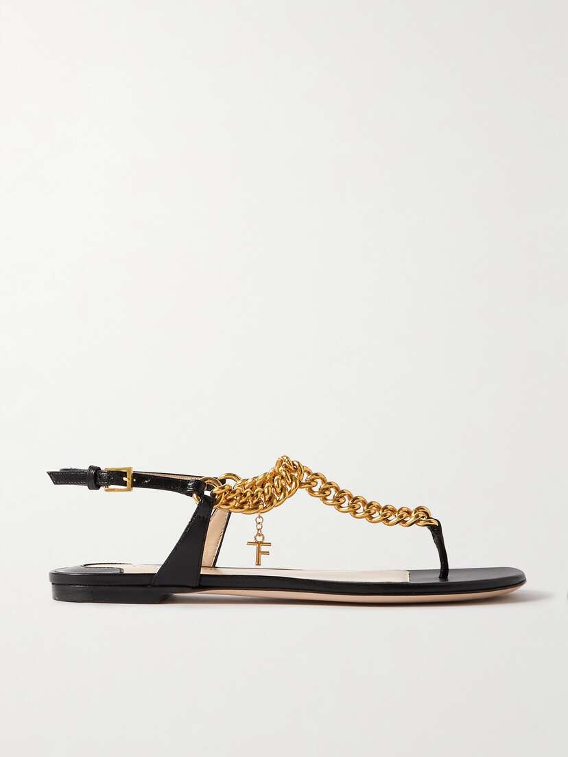 Tom Ford Zenith Chain-embellished Leather Slingback Sandals