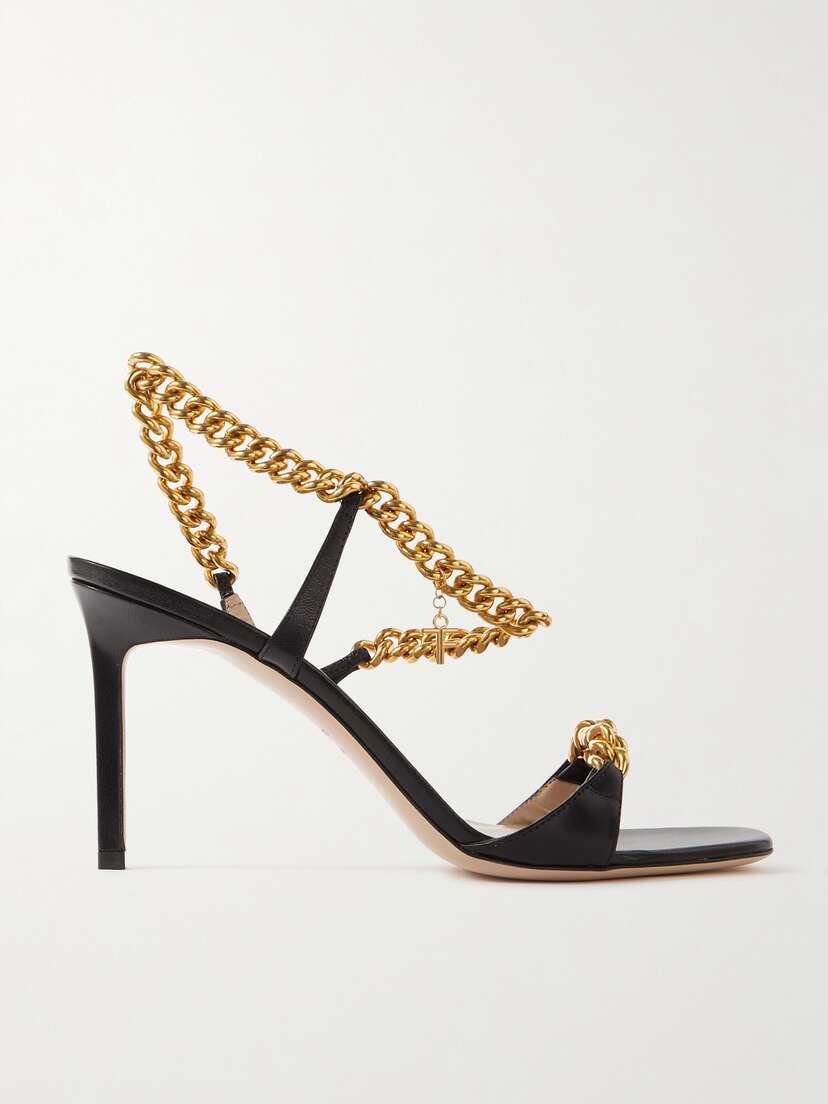 Tom Ford Zenith Chain-embellished Leather Slingback Sandals