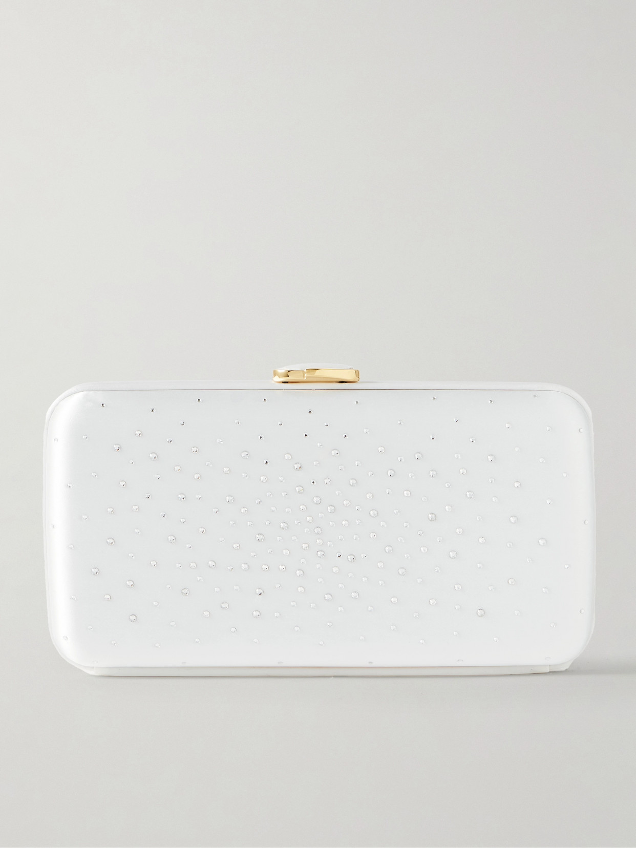 Gianvito Rossi Raso Crystal-embellished Satin Clutch In White