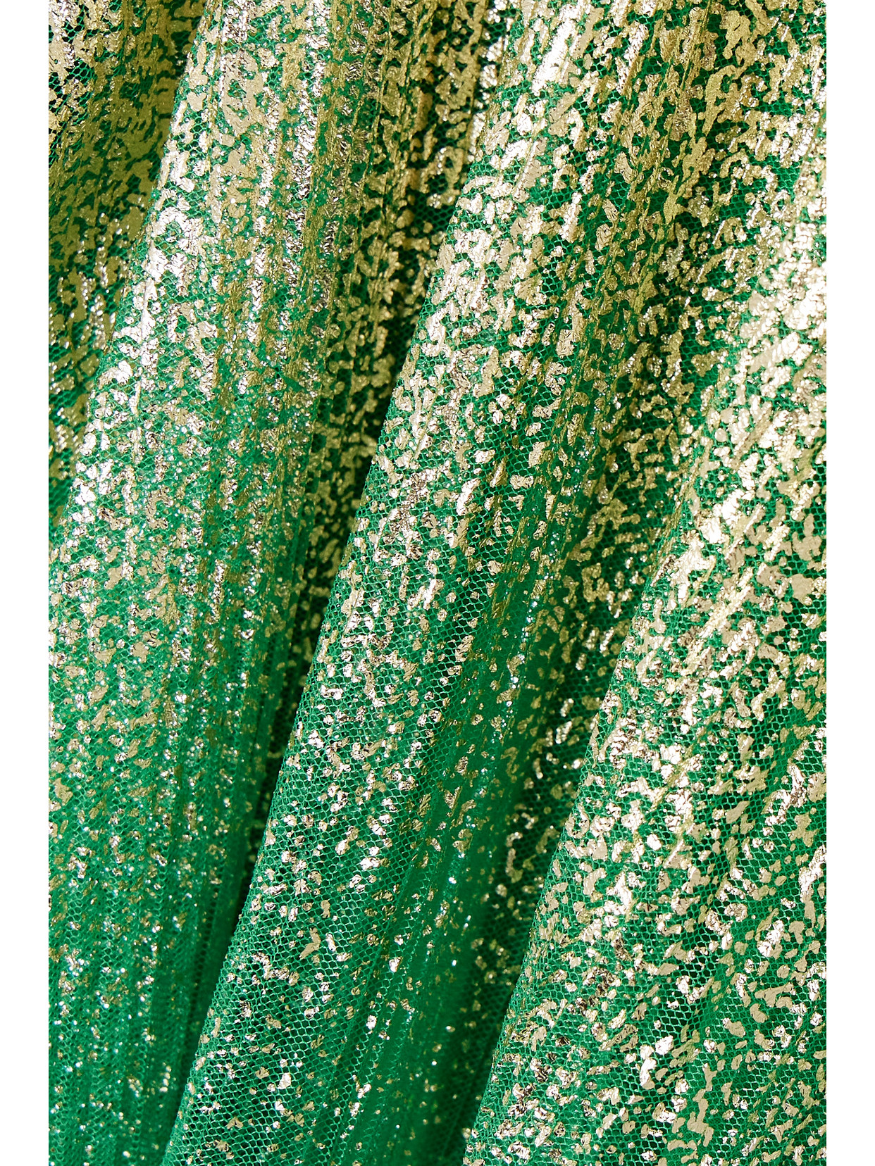 Dima Ayad Metallic Plissé-tulle Gown And Cape Set In Green