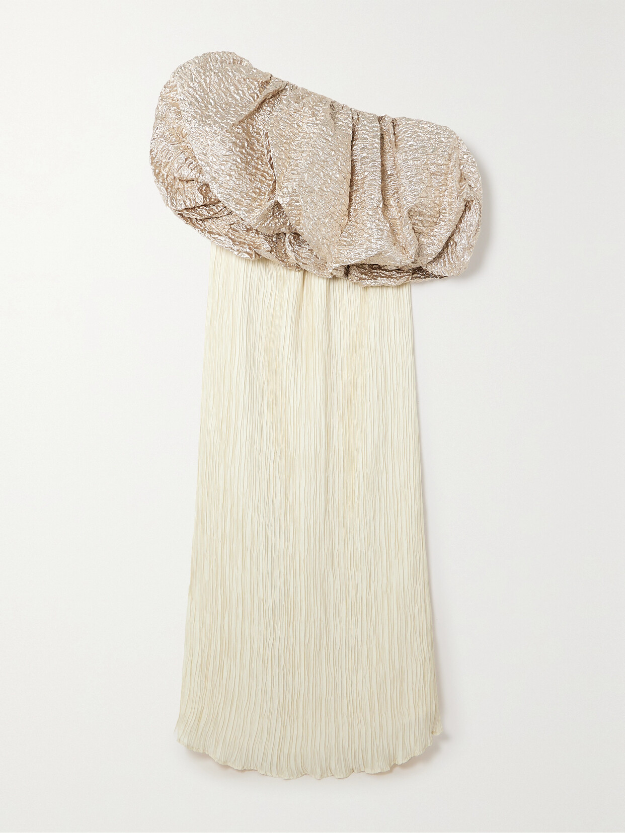 Dima Ayad - Convertible Popcorn Lamé And Plissé-crepe Gown - Gold