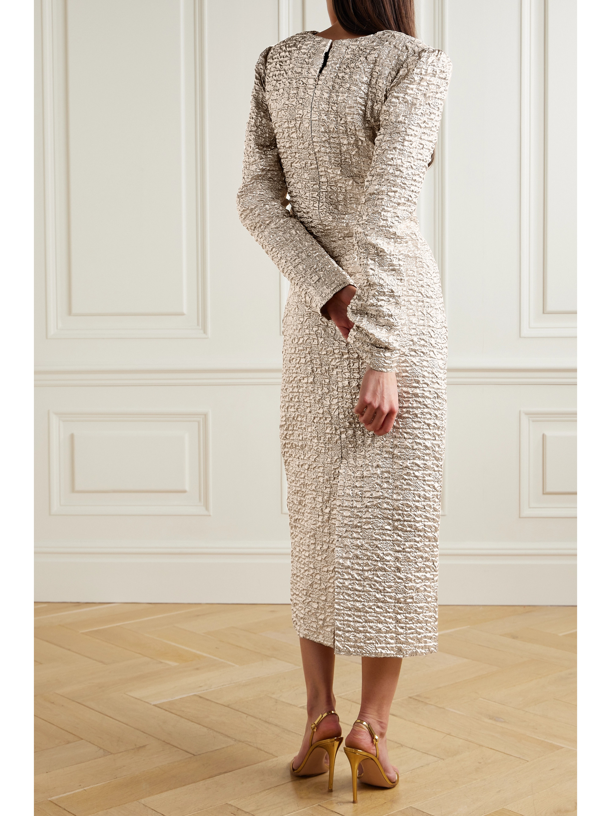 Dima Ayad Metallic popcorn midi dress thumbnail