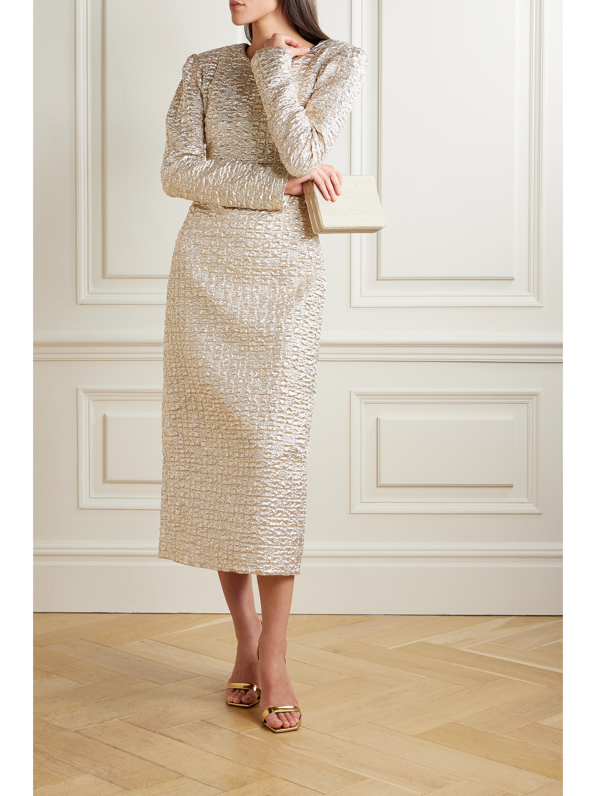 Dima Ayad Metallic popcorn midi dress