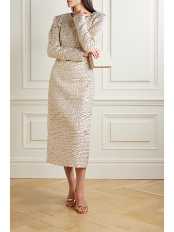 Dima Ayad Metallic popcorn midi dress