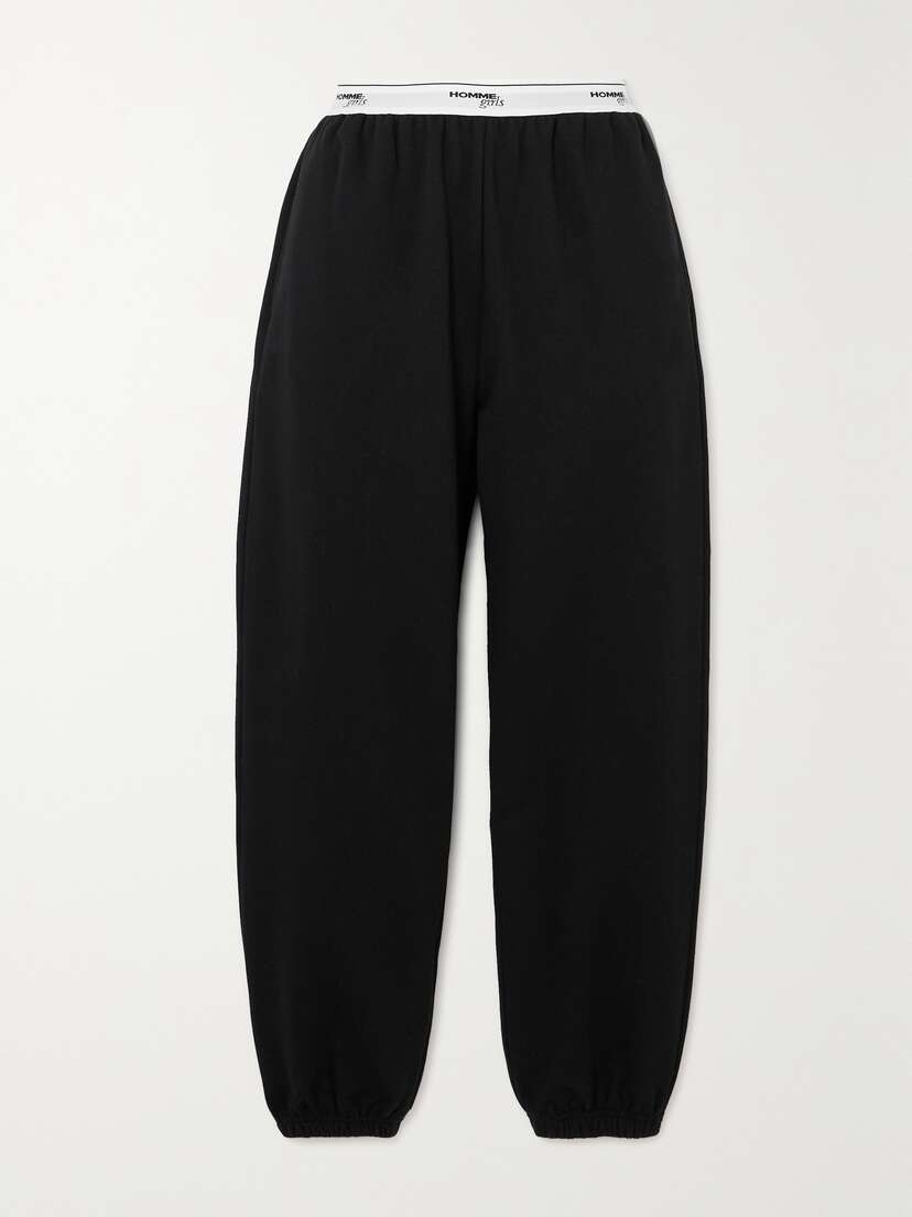 Hommegirls Cropped Jacquard-trimmed Cotton-jersey Track Pants