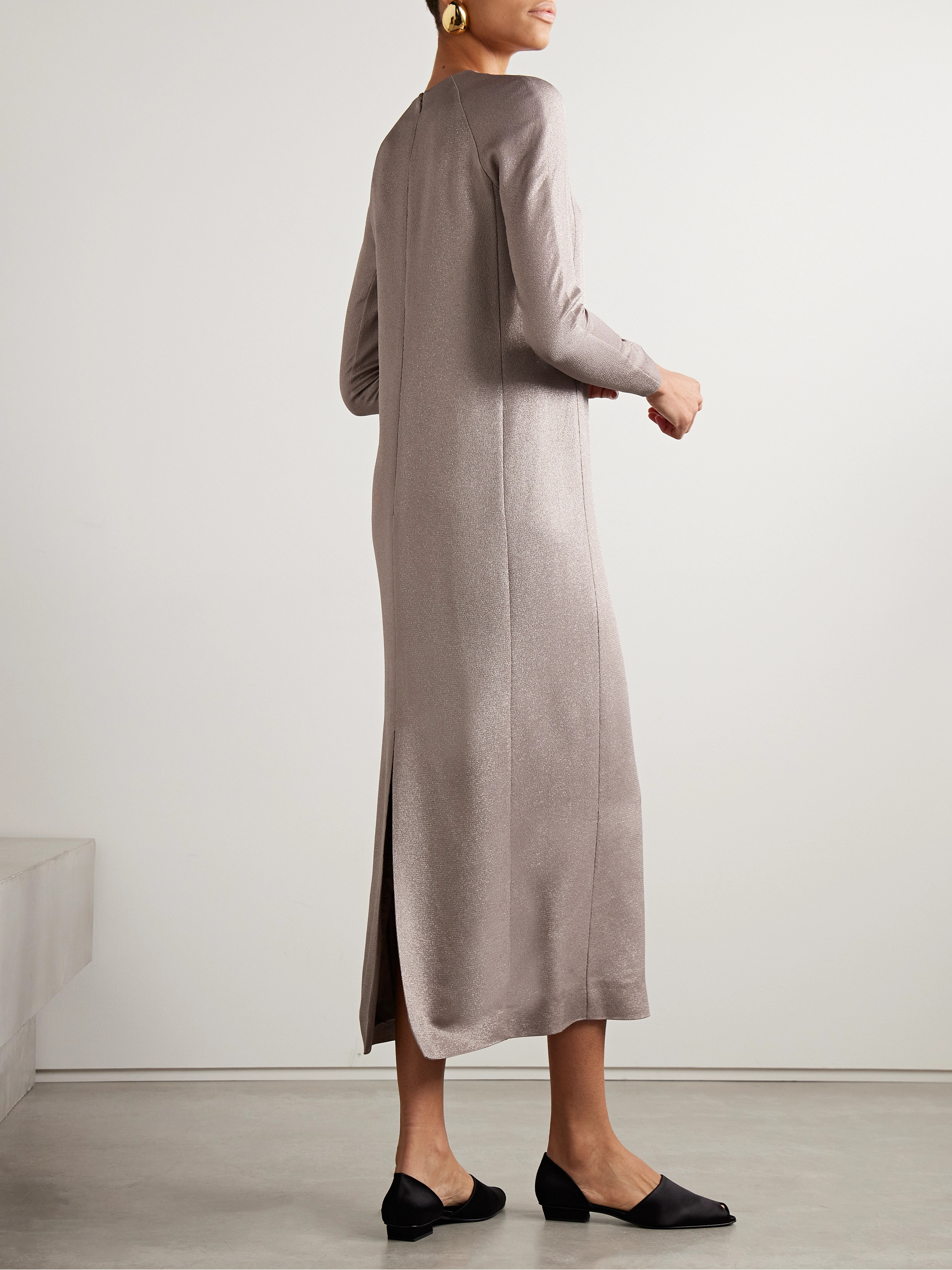 Fforme Iris metallic cloqué maxi dress