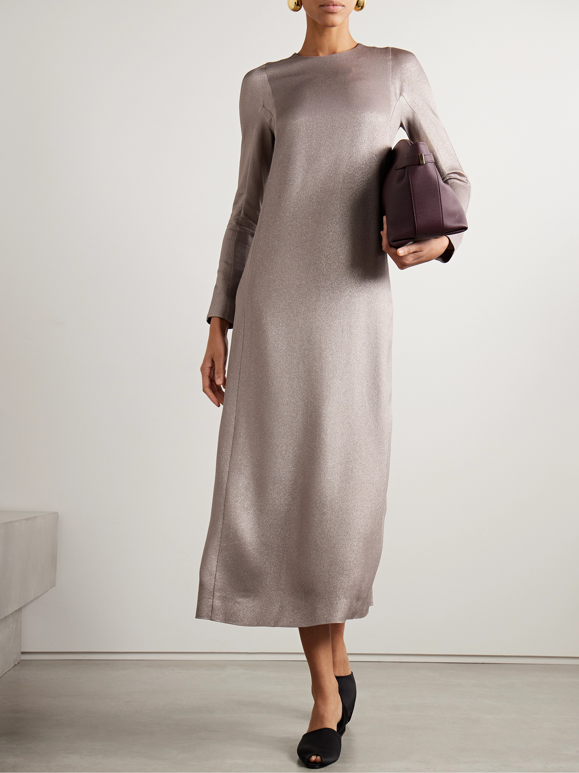 Fforme Iris metallic cloqué maxi dress