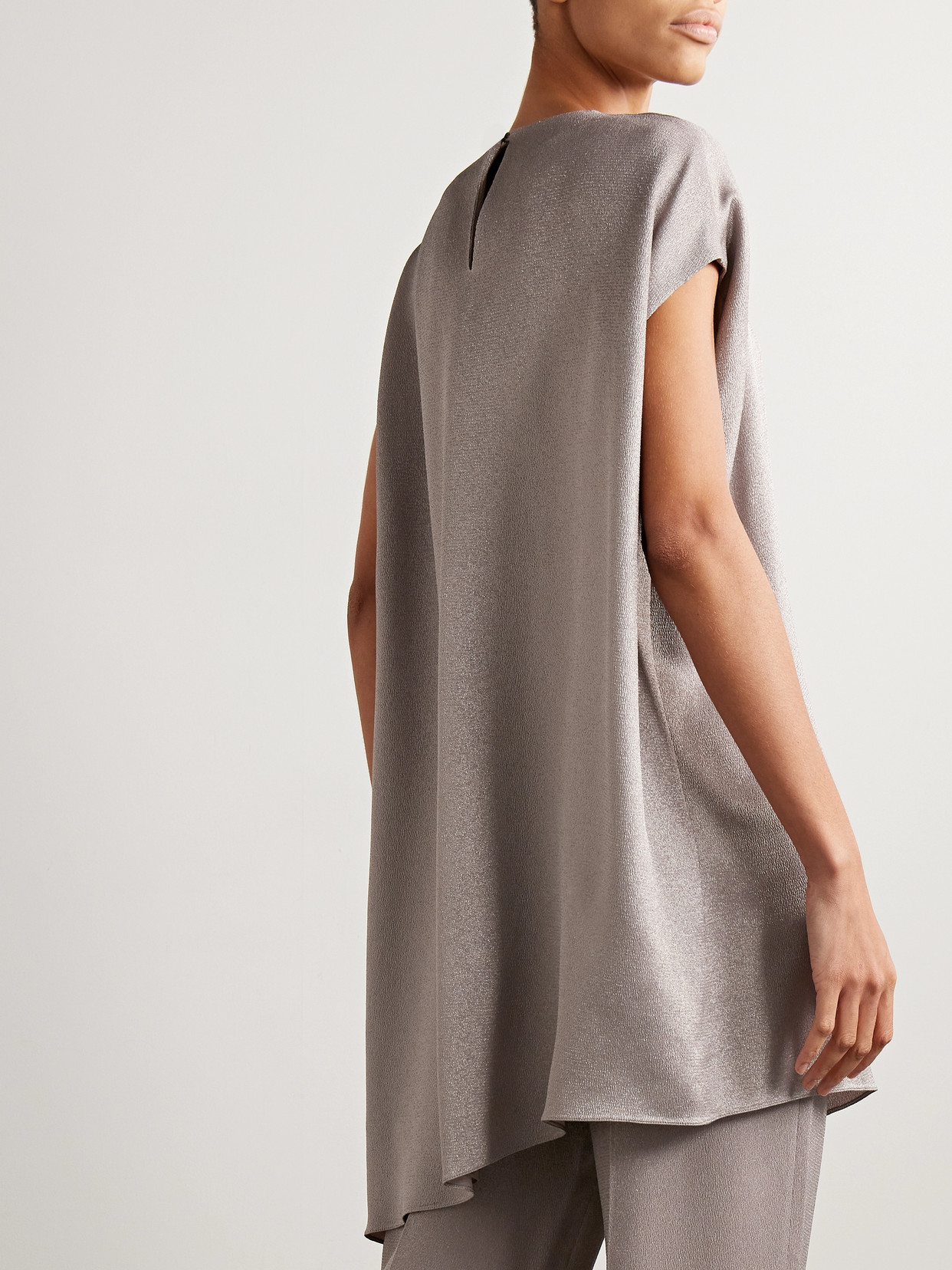 Fforme Angee Asymmetric Metallic Cloqué Mimi Dress In Neutrals