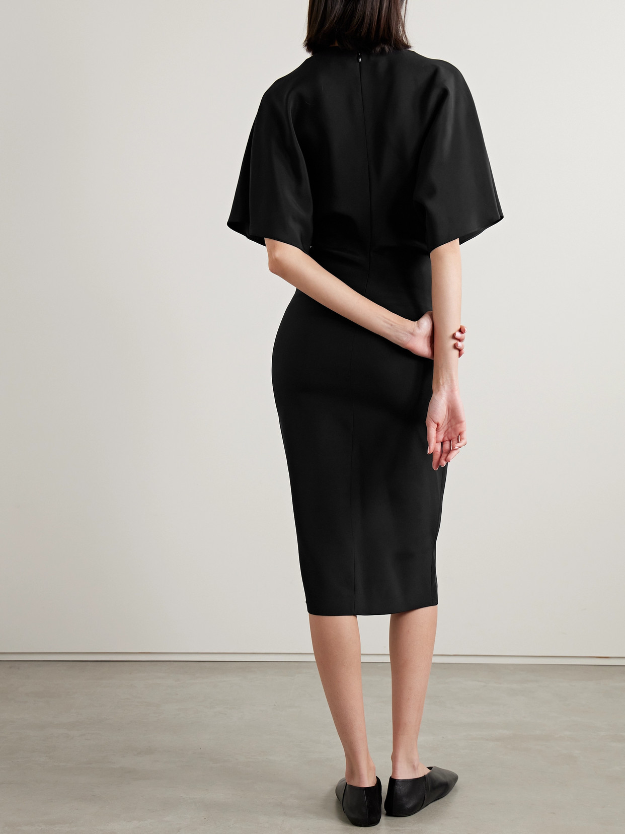 Fforme Ekani Silk Midi Dress In Black