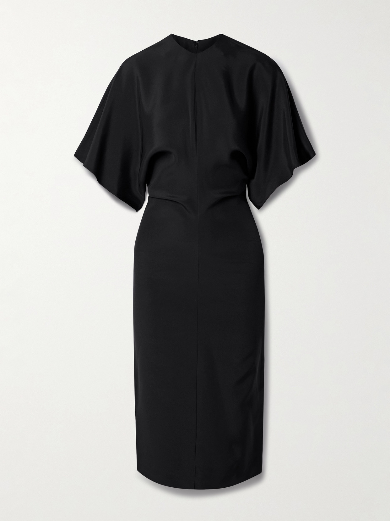 Fforme Ekani Silk Midi Dress In Black