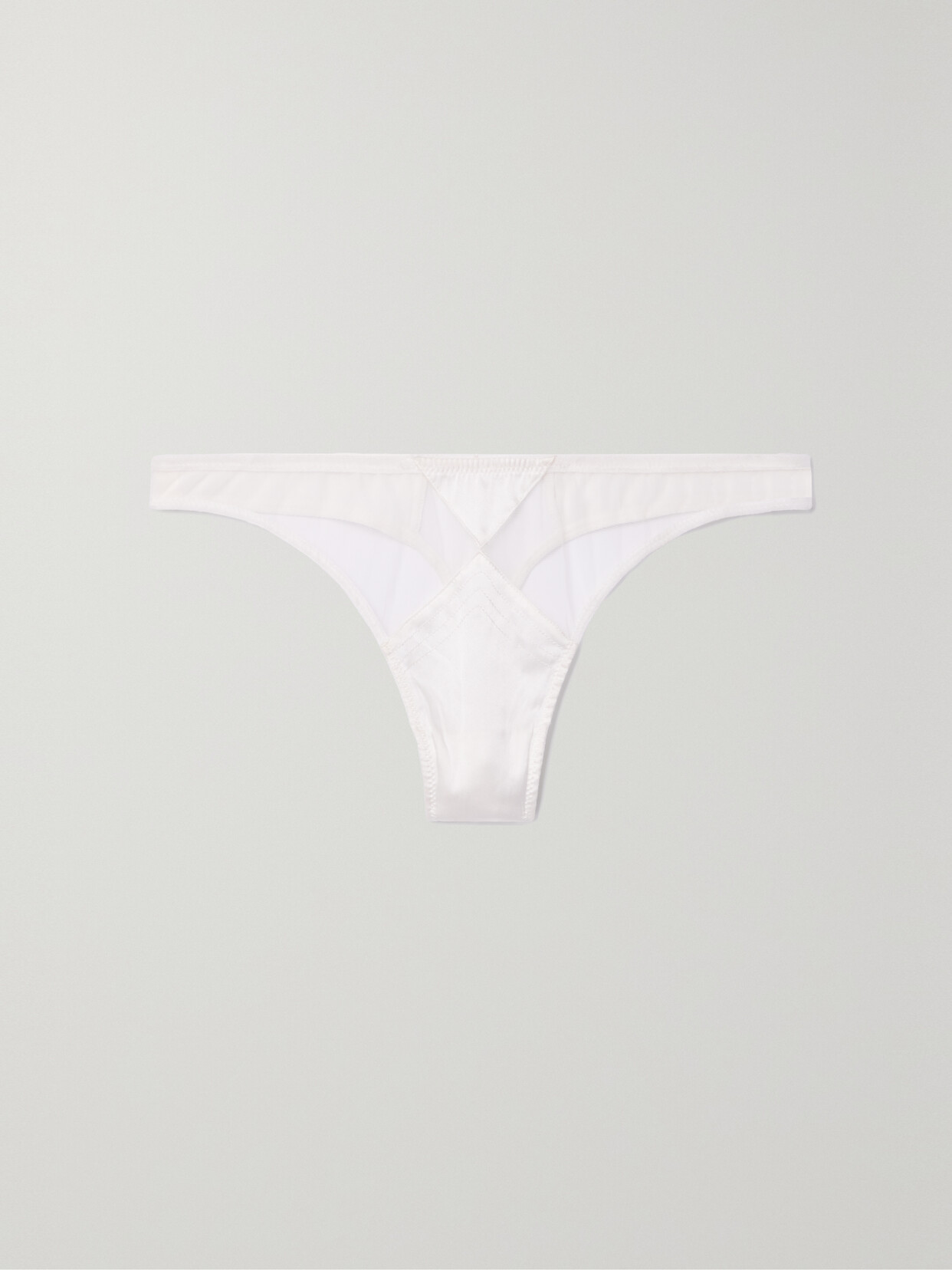 Fleur du Mal - Silk-blend Satin And Tulle Thong - Ivory