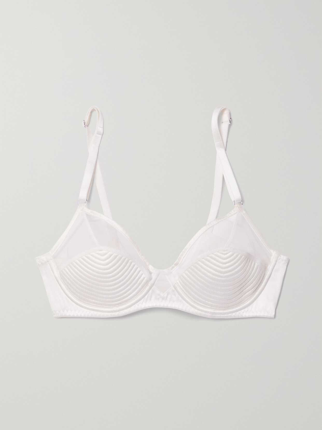 Fleur du Mal - + Net Sustain Bebe Tulle-trimmed Quilted Silk-blend Satin Underwired Bra - Ivory