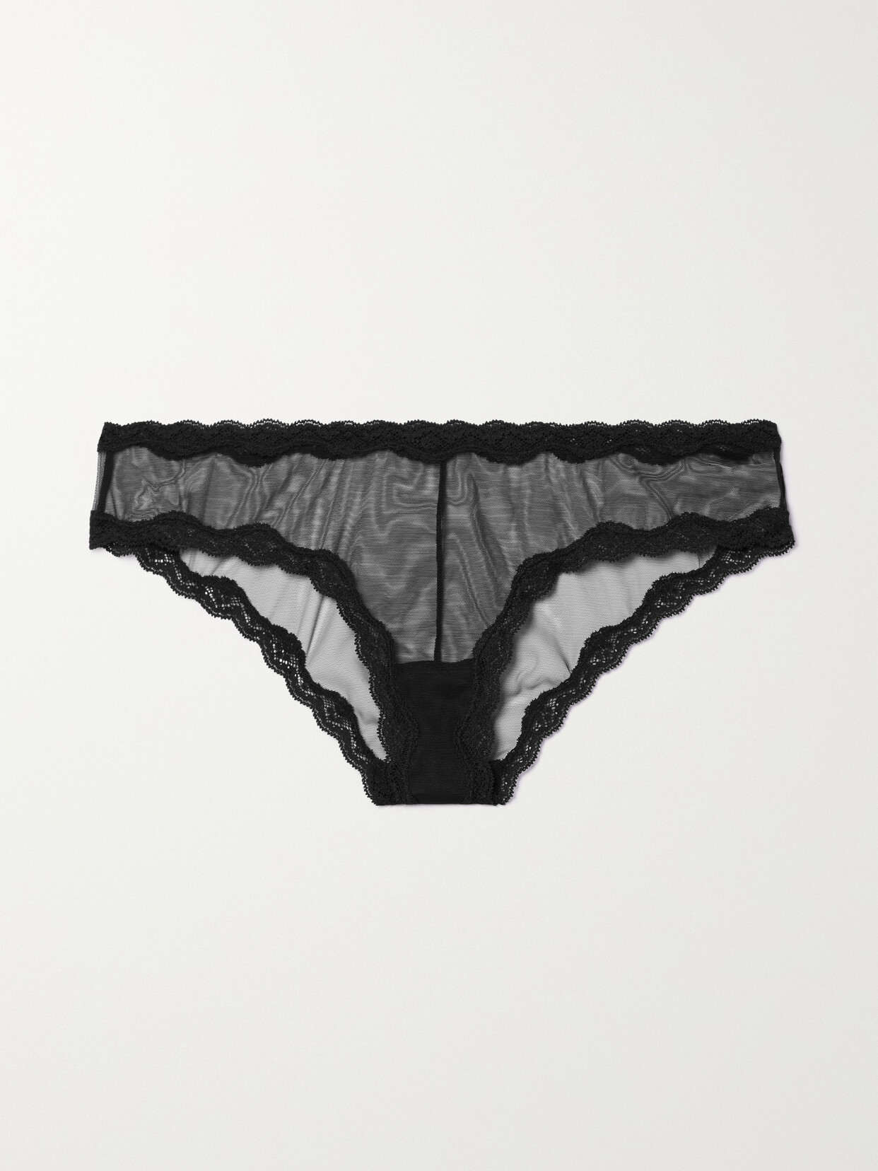Fleur du Mal - Lace-trimmed Tulle Briefs - Black